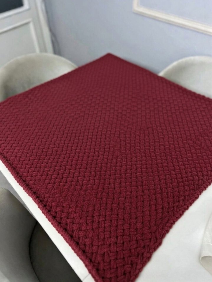 Bordo Alize puff Örgü Çocuk Battaniyesi - Görsel 3