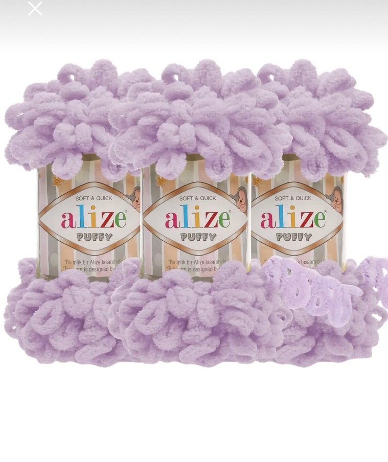 Lila Alize puffy Örgü Battaniye - Görsel 3