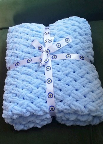 Mavi Örgü Çocuk Battaniyesi - Görsel 7