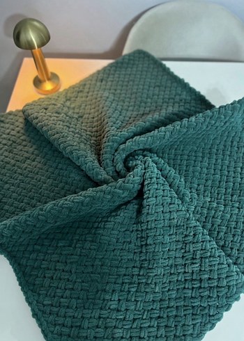Petrol yeşili Örgü Çocuk Battaniyesi - Görsel 3