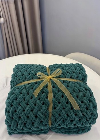 Petrol yeşili Örgü Çocuk Battaniyesi - Görsel 5