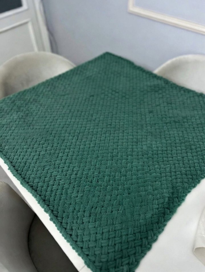 Petrol yeşili Örgü Çocuk Battaniyesi - Görsel 2