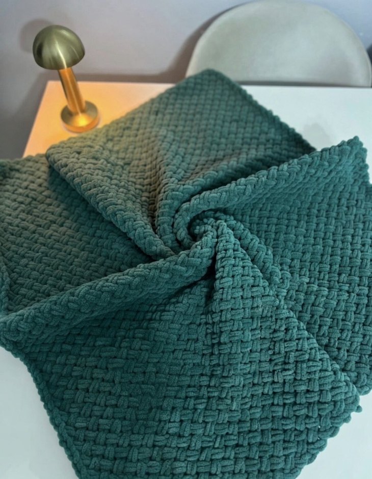 Petrol yeşili Örgü Çocuk Battaniyesi - Görsel 3