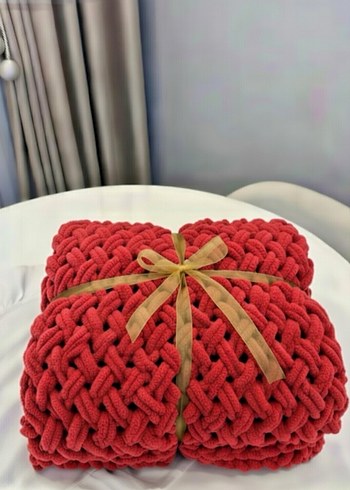 Bordo Örgü Çocuk Alize puffy Battaniyesi - Görsel 3