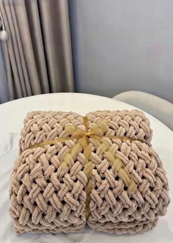 Bej renginde Alize Örgü Çocuk Battaniyesi - Görsel 3