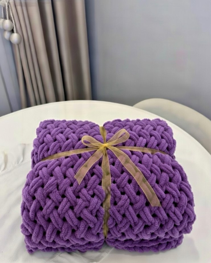 Mor Çocuk Battaniyesi puffy battaniye - Görsel 2