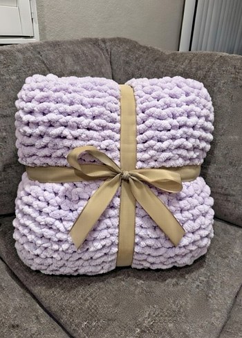 Lavanta Örgü Desensiz Bebek Battaniyesi - Görsel 2