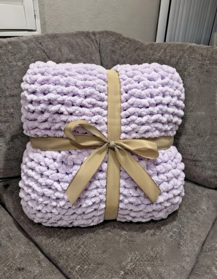 Lavanta Örgü Desensiz Bebek Battaniyesi - Görsel 2