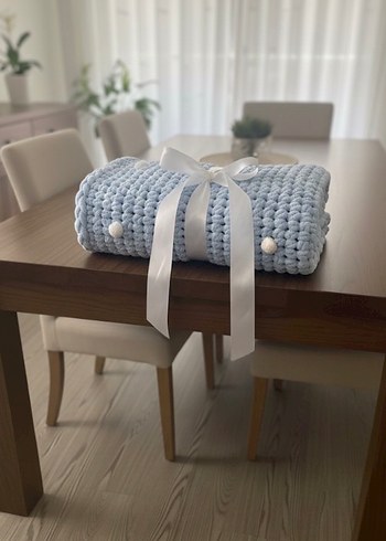 Mavi Örgü Çocuk Battaniyesi - Görsel 2