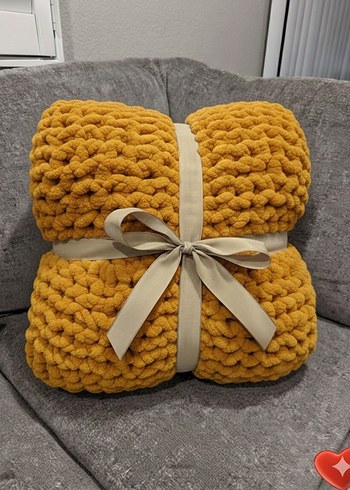 Parlak Sarı Örgü Çocuk Battaniyesi - Görsel 2