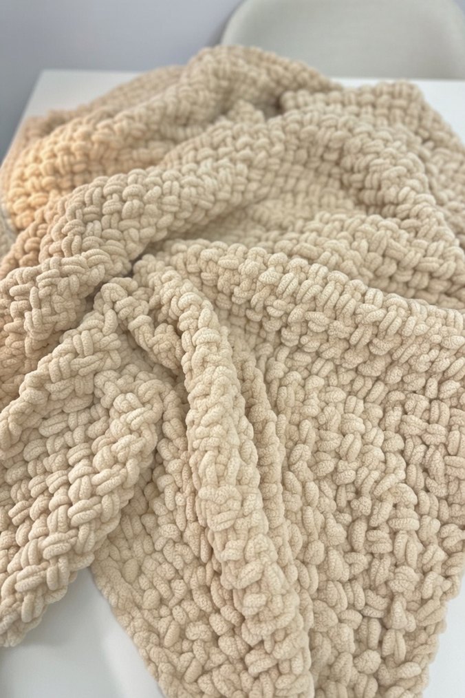 Bej Örgü Çocuk Battaniyesi - Görsel 2