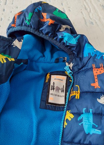 Renkli Baskılı Kapüşonlu Erkek Çocuk Mont - Görsel 2