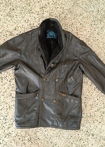 Vintage Oversize Yünlü Deri Mont 