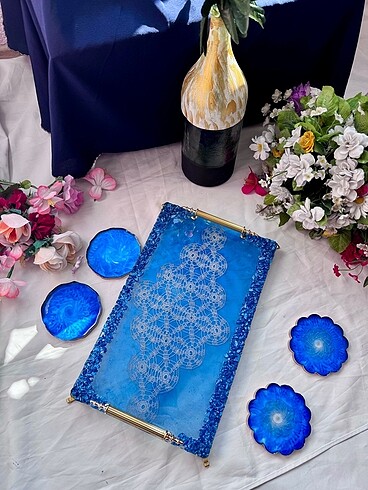 Epoksi Dantel Tepsi Set