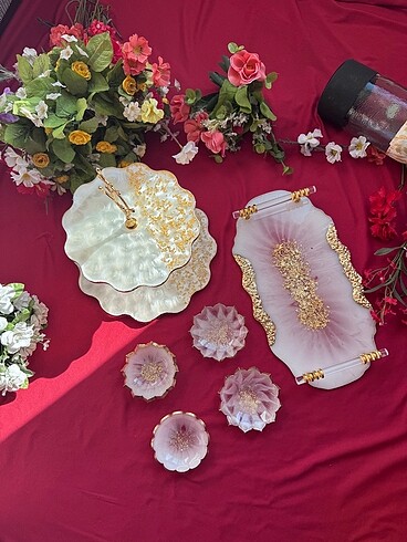 Epoksi Katlı Sunumluk Tepsi Lokumluk