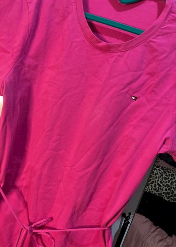 Pembe Kemerli Midi Elbise - Görsel 2