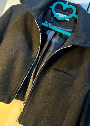 Siyah Fermuarlı Kadın Midi Ceket - Görsel 2