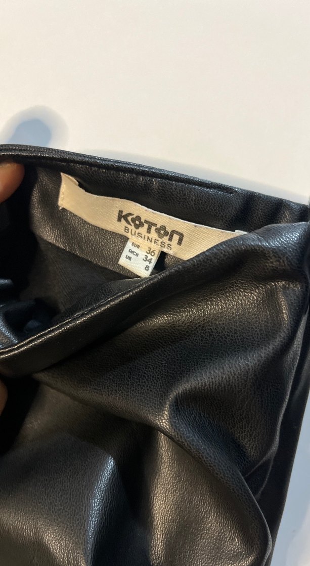 Siyah deri Uzun tek kol Elbise - Görsel 3