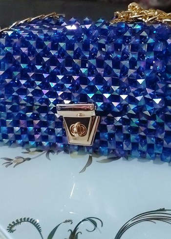 Mavi boncuk Kadın Çantası. isteğe göre istenilen renkte yapılır - Görsel 2