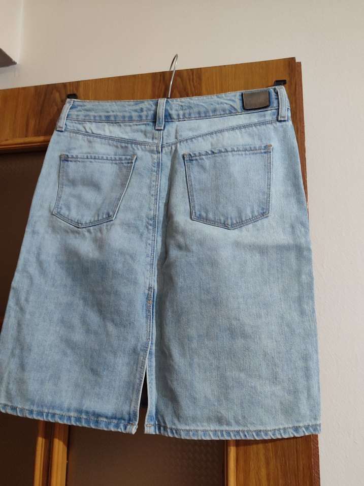 Kadın Mavi Denim Midi Etek - Görsel 2
