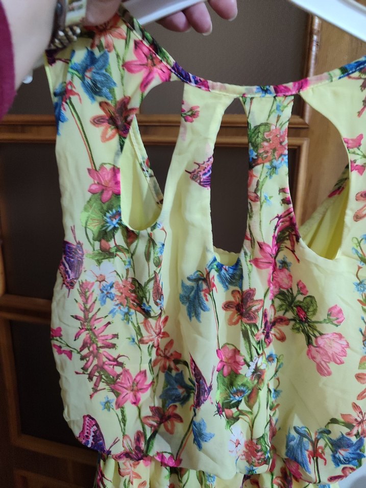 Renkli Bohem Desenli Midi Elbise sırt detaylı - Görsel 2