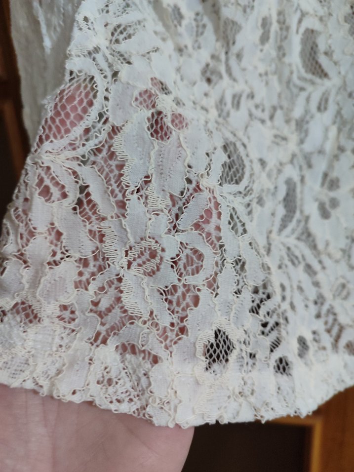 Dantel Beyaz Mini Bluz, full dantel - Görsel 2