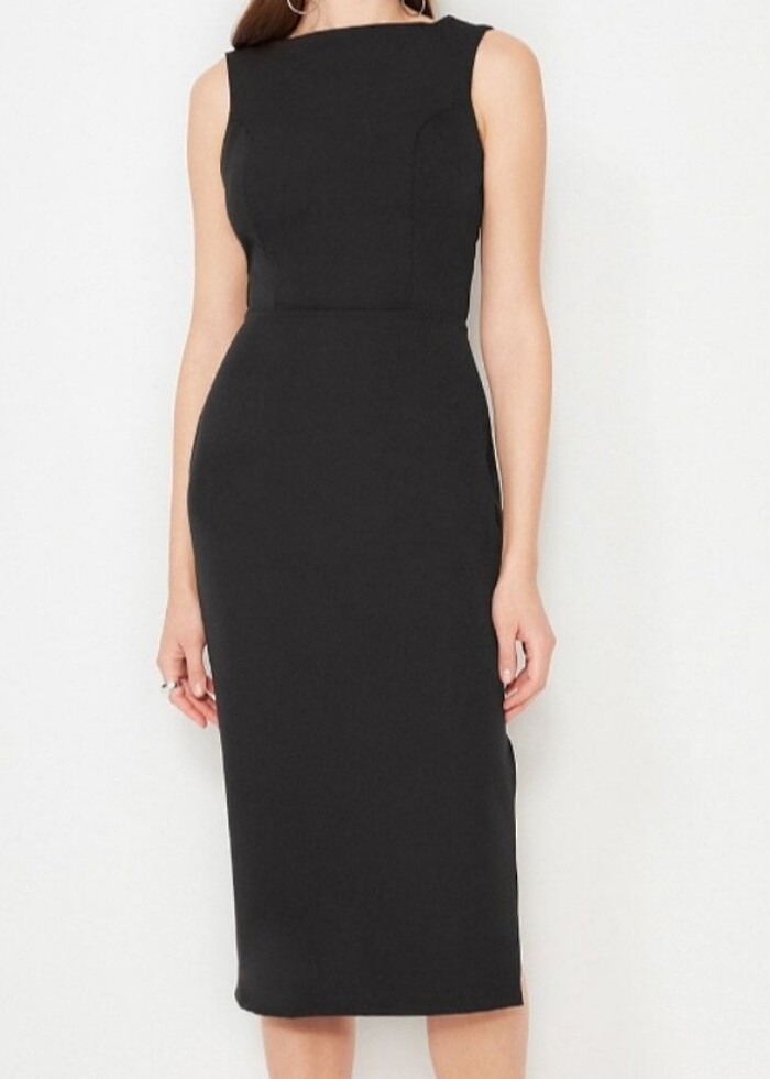 SAKS MAVİSİ üste oturan abiye elbise - Görsel 2