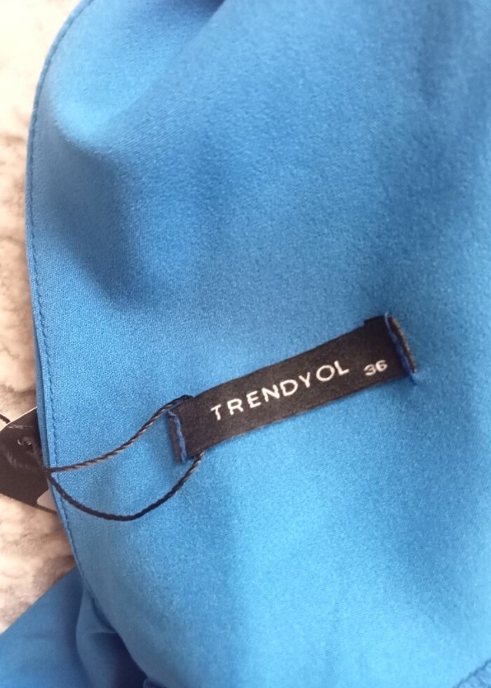 SAKS MAVİSİ üste oturan abiye elbise - Görsel 5