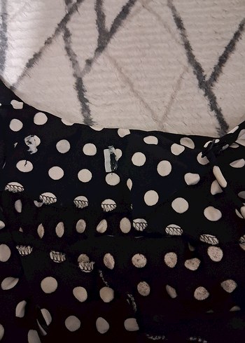 Zara Puantiyeli Saten Midi Elbise - Degaje Yaka (Etiketsiz) - Görsel 7