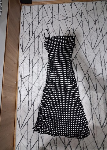 Zara Puantiyeli Saten Midi Elbise - Degaje Yaka (Etiketsiz) - Görsel 4