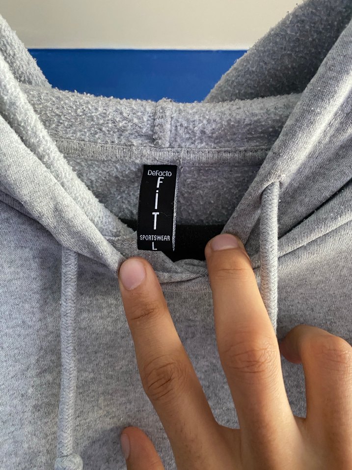 Gri Kapüşonlu Oversize Sweatshirt - Görsel 4