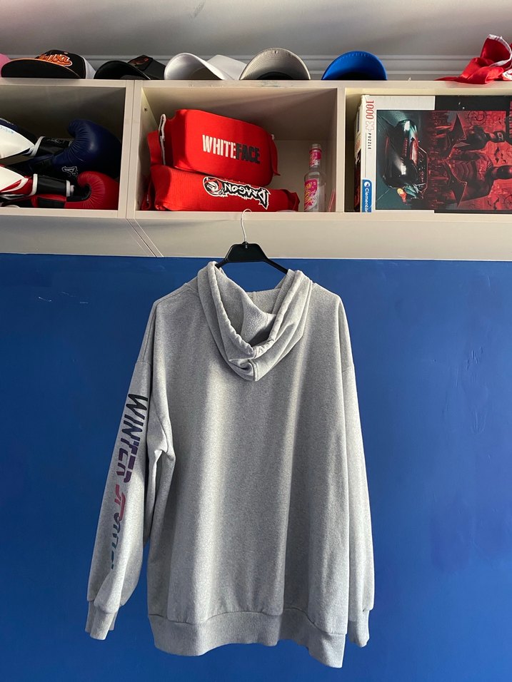 Gri Kapüşonlu Oversize Sweatshirt - Görsel 2