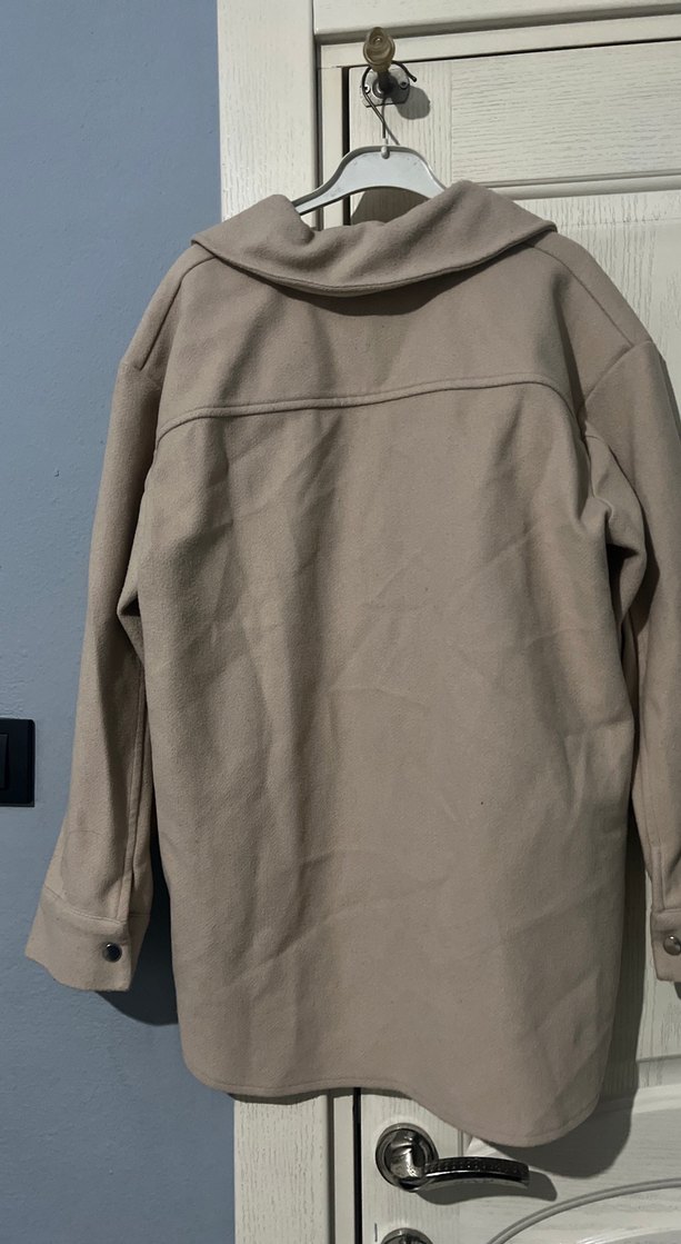 Düğmeli Bej Midi Kadın Kaban - Görsel 3