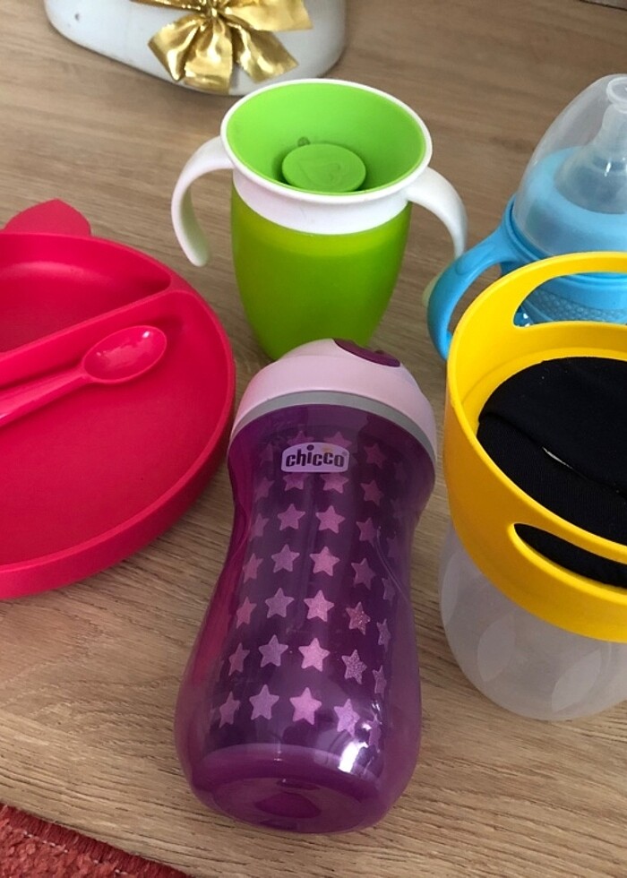Bebek tabak , kaşık, bardak silikon / chico marka prpitlı bardak - Görsel 2