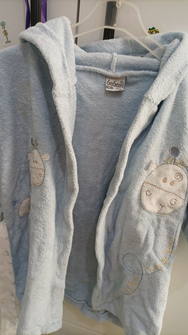 Nakışlı Mavi Erkek Çocuk Bornozu - Görsel 5