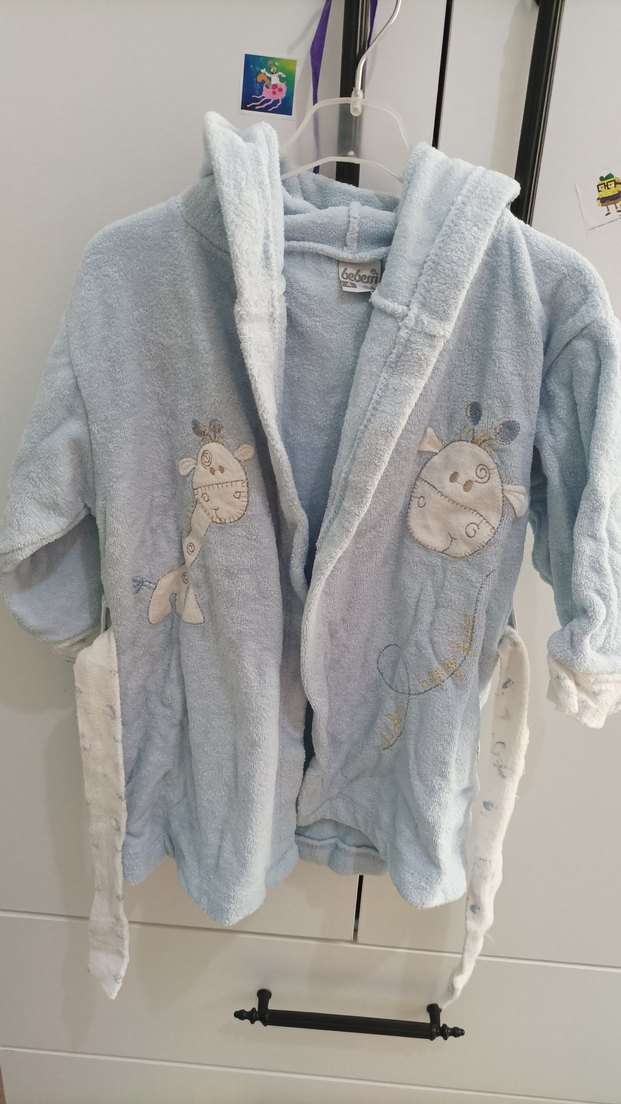 Nakışlı Mavi Erkek Çocuk Bornozu - Görsel 2