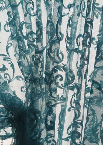 Turkuaz Nakışlı Bohem Tül Perde - Görsel 7