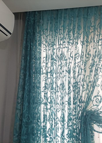 Turkuaz Nakışlı Bohem Tül Perde - Görsel 4