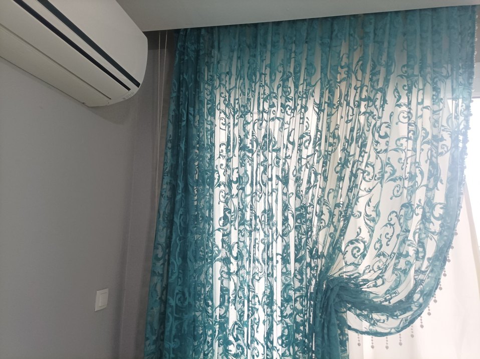 Turkuaz Nakışlı Bohem Tül Perde - Görsel 4