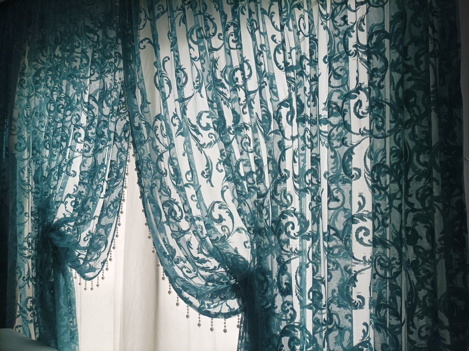 Turkuaz Nakışlı Bohem Tül Perde - Görsel 3