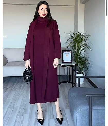 36 Beden bordo Renk Triko takım