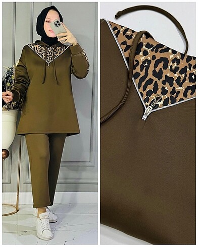 38 Beden kahverengi Renk Leopar desenli eşofman takımı