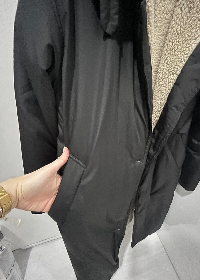 Stradivarius İçi Kürklü Kaban - Görsel 5