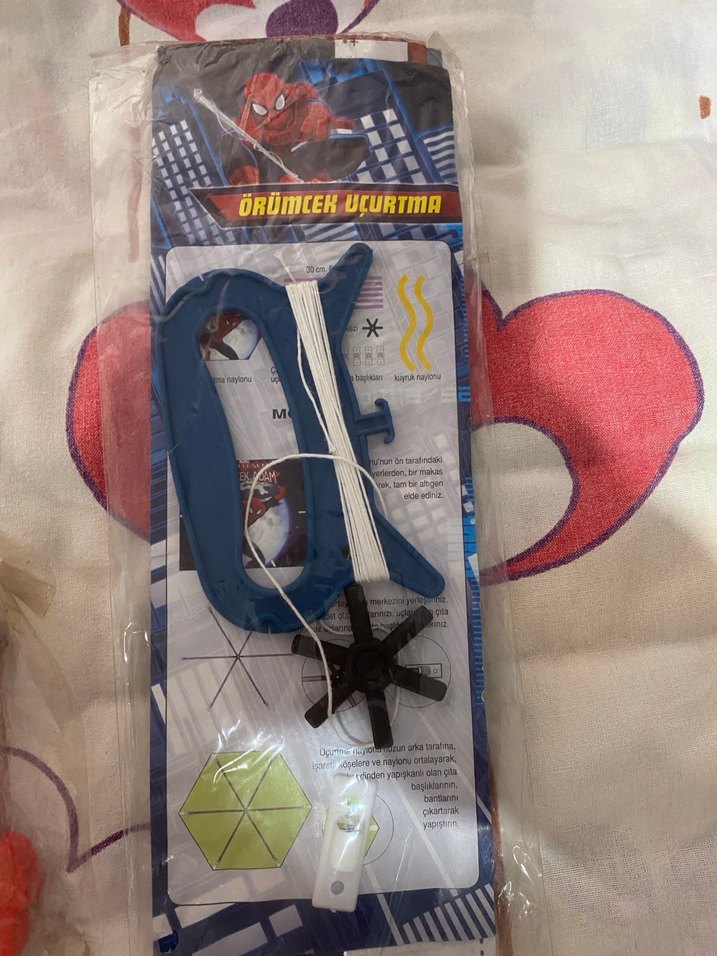 Renkli Örümcek Uçurtma - Mavi, Cırtlı - Görsel 2