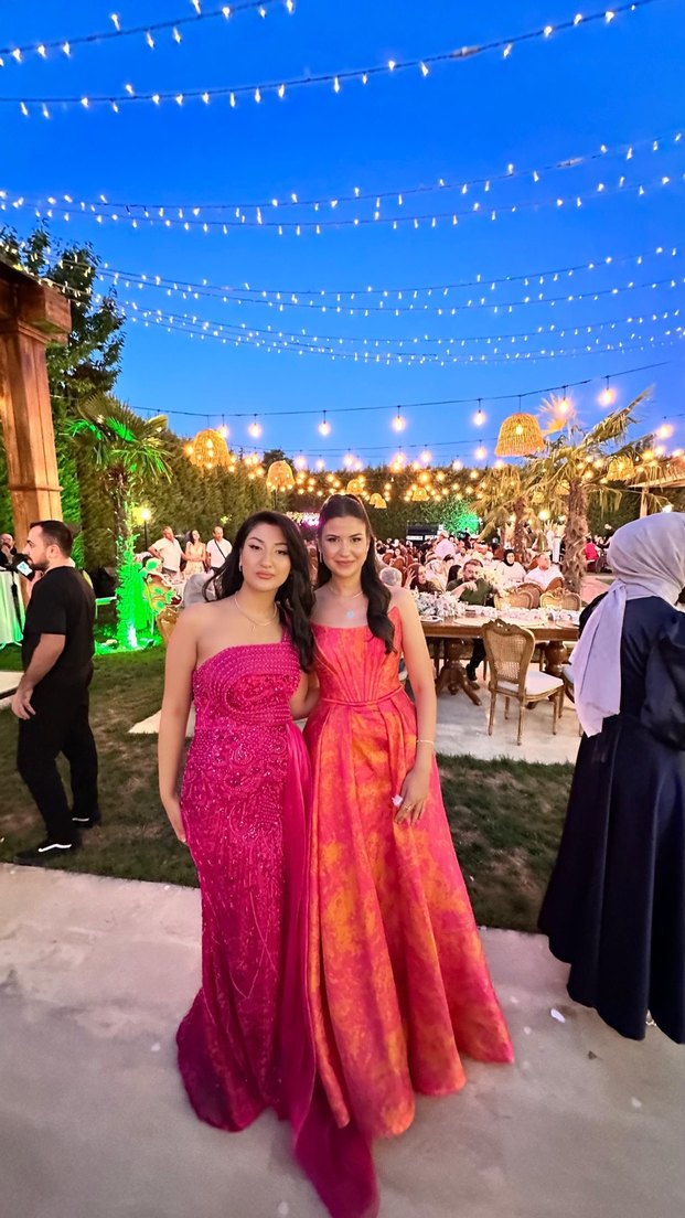 Pembe Straplez Uzun Abiye Elbise - Görsel 2