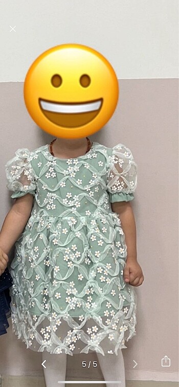 18-24 Ay Beden yeşil Renk Papatyalı elbise