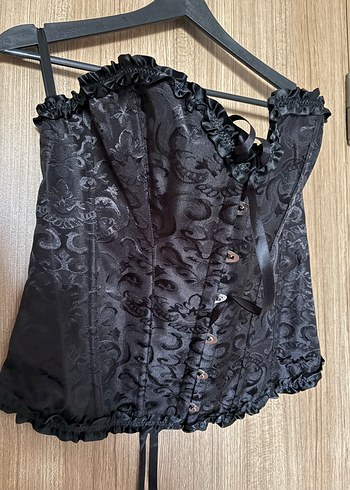 Bershka Gotik Siyah Firfirli Korse