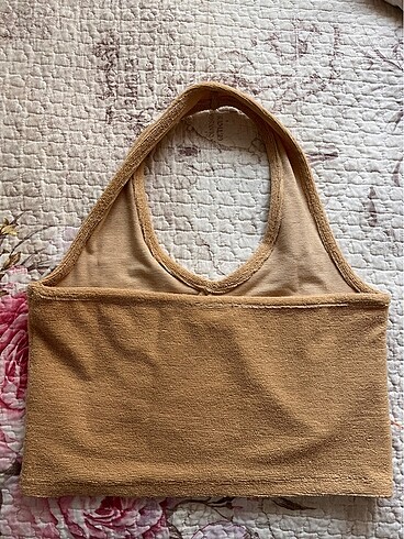 Küf Vintage havlu kumaş crop top - Görsel 5