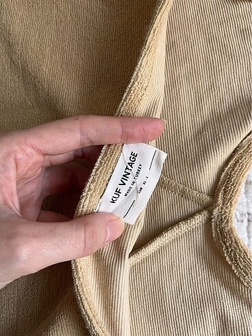 Küf Vintage havlu kumaş crop top - Görsel 7
