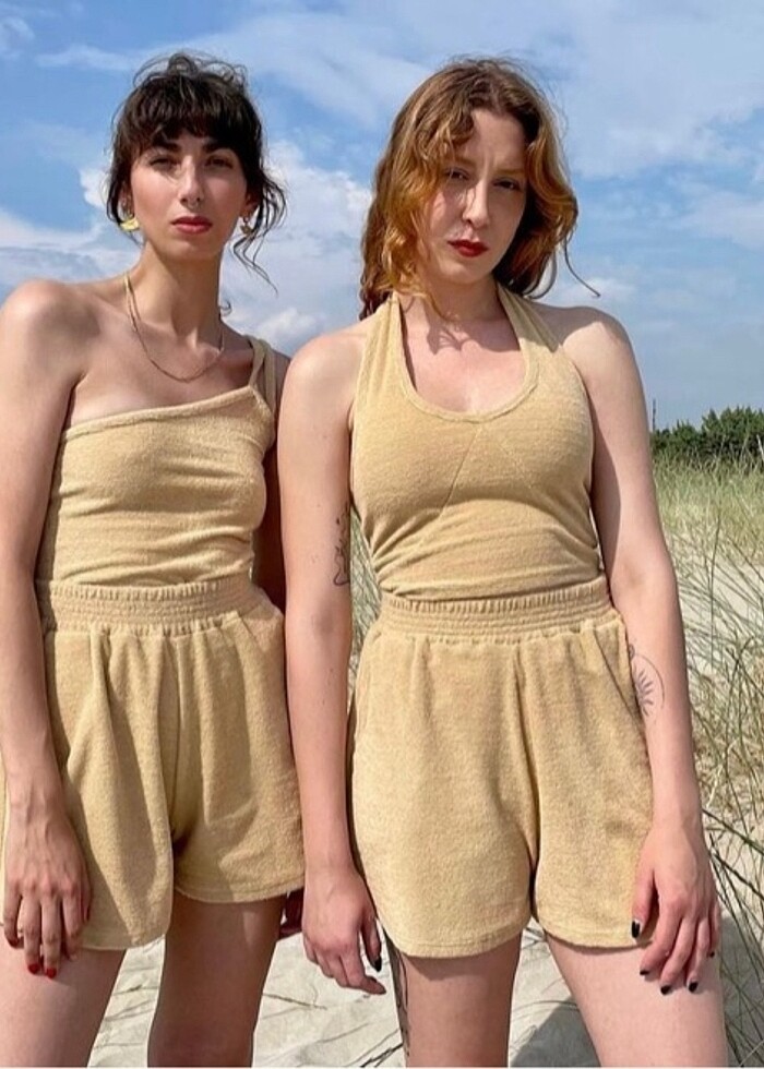 Küf Vintage havlu kumaş crop top - Görsel 3